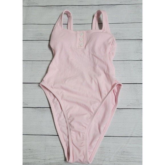 Stoney Clover Lane x Target Pink Ribbed Henley One Piece Swimsuit Size XXS (00) - Picture 1 of 8